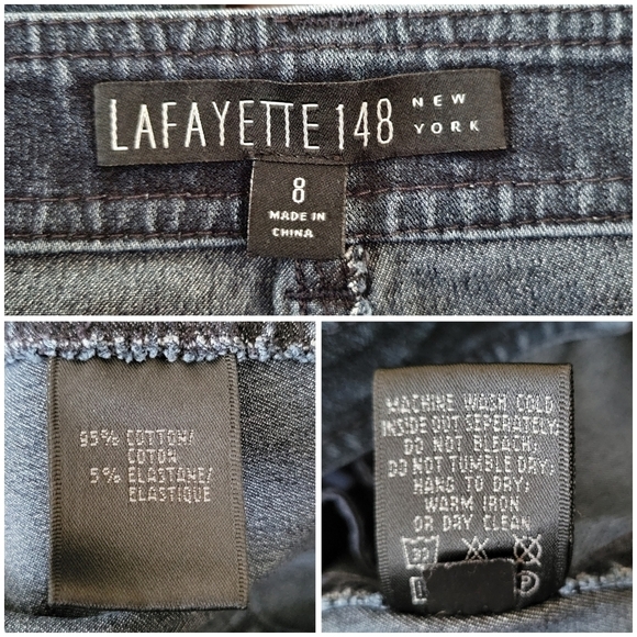 Lafayette 148 Women's Size 8 Dark Wash Straight Leg Stretch Denim Jeans 9" Rise - Picture 3 of 5